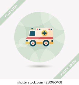 Transportation ambulance flat icon with long shadow,eps10