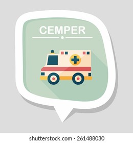 Transportation ambulance flat icon with long shadow,eps10