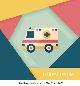 Transportation ambulance flat icon with long shadow,eps10