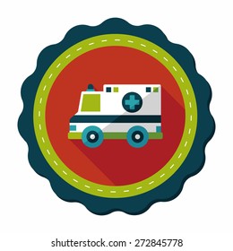 Transportation ambulance flat icon with long shadow,eps10