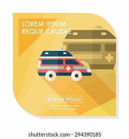 Transportation ambulance flat icon with long shadow,eps10