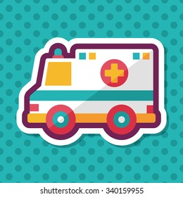 Transportation ambulance flat icon with long shadow,eps10