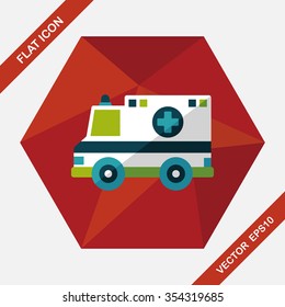 Transportation ambulance flat icon with long shadow,eps10