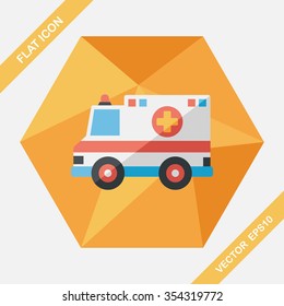 Transportation ambulance flat icon with long shadow,eps10