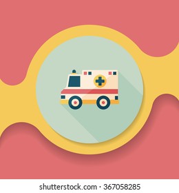 Transportation ambulance flat icon with long shadow,eps10
