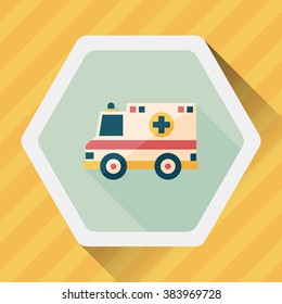 Transportation ambulance flat icon with long shadow,eps10