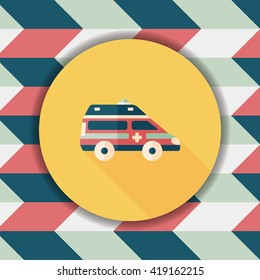 Transportation ambulance flat icon with long shadow,eps10