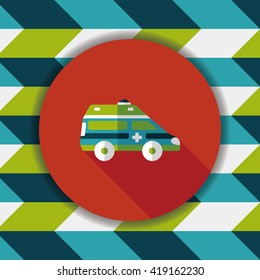 Transportation ambulance flat icon with long shadow,eps10