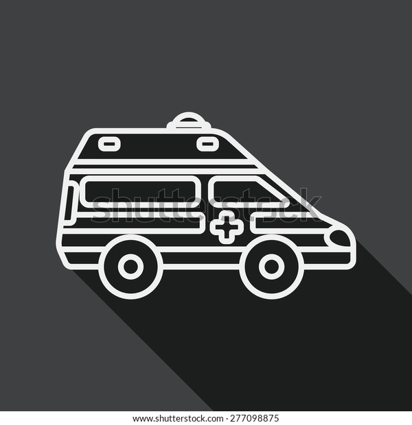 Transportation ambulance flat icon with long shadow,\
line icon