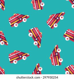 Transportation ambulance flat icon,eps10 seamless pattern background