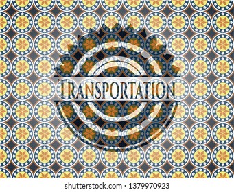Transportation arabesque emblem background. arabic decoration.