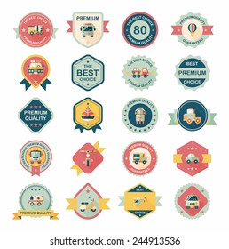 Transportation badge flat design background set, eps10