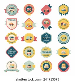 Transportation badge flat design background set, eps10