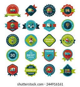 Transportation badge flat design background set, eps10