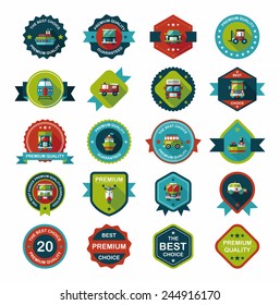 Transportation badge flat design background set, eps10