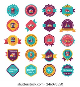 Transportation badge flat design background set, eps10