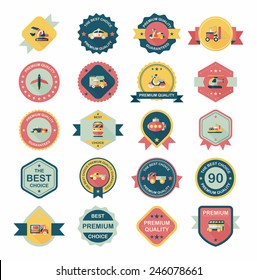 Transportation badge flat design background set, eps10