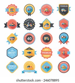 Transportation badge flat design background set, eps10