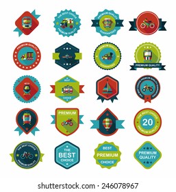 Transportation badge flat design background set, eps10