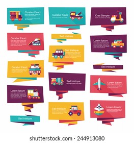 Transportation banner flat design background set, eps10
