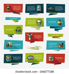 Transportation banner flat design background set, eps10