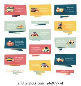 Transportation banner flat design background set, eps10