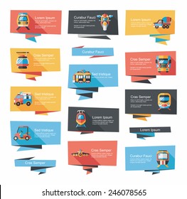 Transportation banner flat design background set, eps10