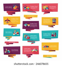 Transportation banner flat design background set, eps10