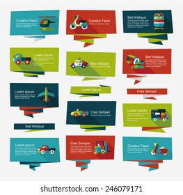 Transportation banner flat design background set, eps10