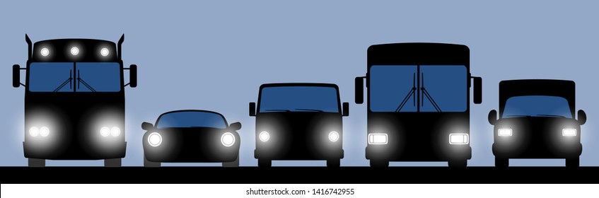 Transportation banner with truck, car, bus and lorry
