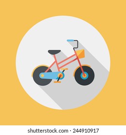 Transportation bicycle flat icon with long shadow,eps10