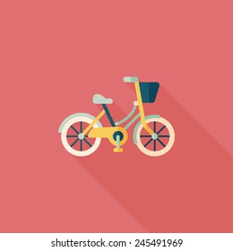 Transportation bicycle flat icon with long shadow,eps10