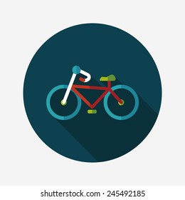 Transportation bicycle flat icon with long shadow,eps10