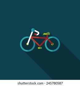 Transportation bicycle flat icon with long shadow,eps10