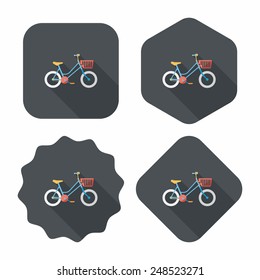 Transportation bicycle flat icon with long shadow,eps10