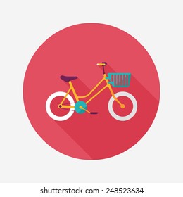 Transportation bicycle flat icon with long shadow,eps10