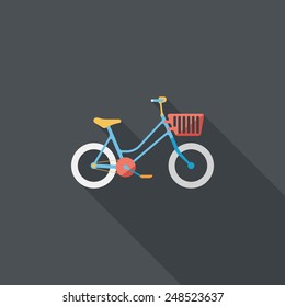 Transportation bicycle flat icon with long shadow,eps10