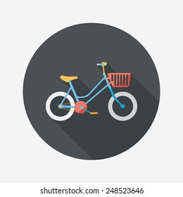 Transportation bicycle flat icon with long shadow,eps10