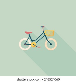 Transportation bicycle flat icon with long shadow,eps10