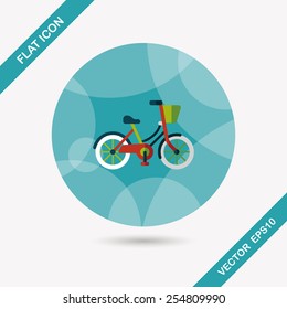 Transportation bicycle flat icon with long shadow,eps10