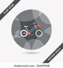 Transportation bicycle flat icon with long shadow,eps10