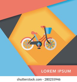 Transportation bicycle flat icon with long shadow,eps10