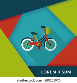 Transportation bicycle flat icon with long shadow,eps10