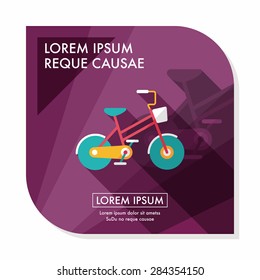 Transportation bicycle flat icon with long shadow,eps10