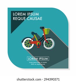 Transportation bicycle flat icon with long shadow,eps10
