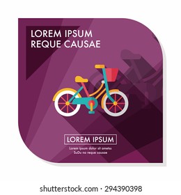 Transportation bicycle flat icon with long shadow,eps10