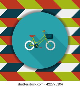 Transportation bicycle flat icon with long shadow,eps10