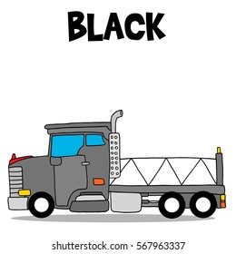 Transportation of black truck cartoon vector illustration