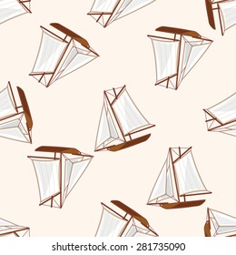 Transportation boat , cartoon seamless pattern background