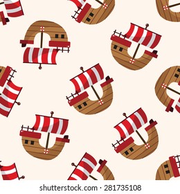 Transportation boat , cartoon seamless pattern background